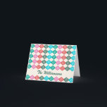 Retro Mid Mod Atomfärgad Mönster-Personlig Helgkort<br><div class="desc">Retro vintage stil i mitten av århundradet,  modern atomisk mönster i grönt,  rött och rosa,  personlig med ditt namn.</div>
