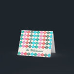 Retro Mid Mod Atomfärgad Mönster-Personlig Helgkort<br><div class="desc">Retro vintage stil i mitten av århundradet,  modern atomisk mönster i grönt,  rött och rosa,  personlig med ditt namn.</div>