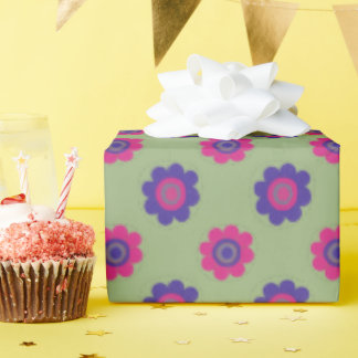 Retro Mid-mod Floral Vibrant Pink Purple & Green Presentpapper