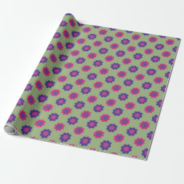Retro Mid-mod Floral Vibrant Pink Purple & Green Presentpapper