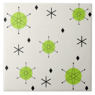 Retro Mid Mod Starburst Himlar Chartreuse Kakelplatta