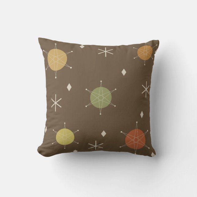 Retro Mid Mod Starburst Himlar flerfärgat Kudde (Framsida)