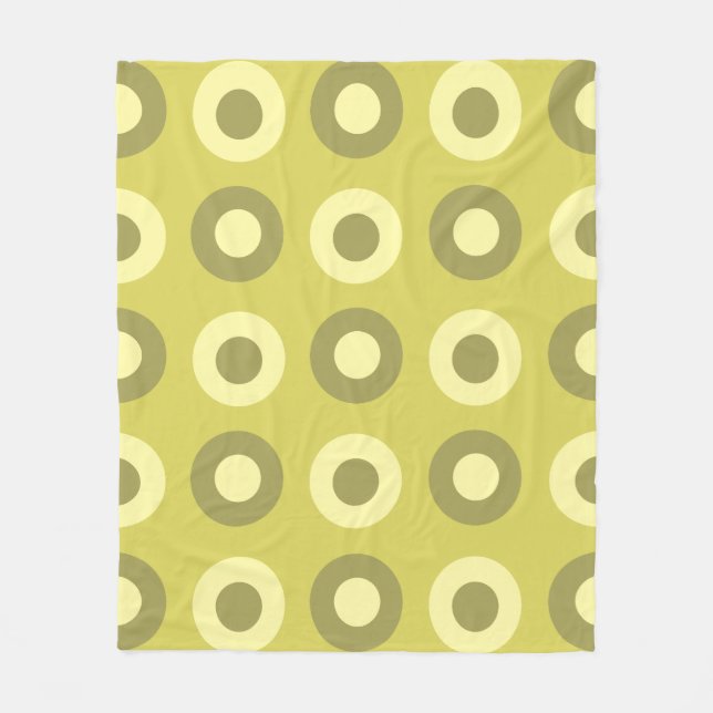 Retro MidCentury Dots Chartreuse Fleecefilt (Framsidan)