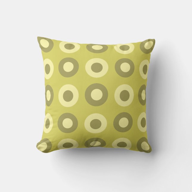 Retro MidCentury Dots Chartreuse Kudde (Framsida)