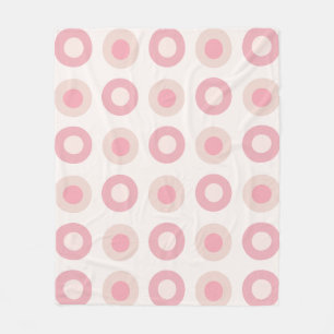 Retro MidCentury Dots Rosa Vanilla Fleecefilt