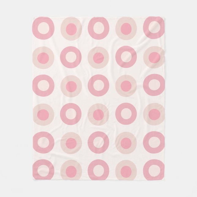 Retro MidCentury Dots Rosa Vanilla Fleecefilt (Framsidan)