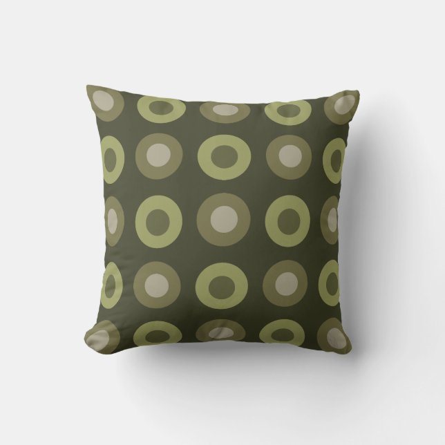 Retro MidCentury Prickar Olivgrön Kudde (Framsida)