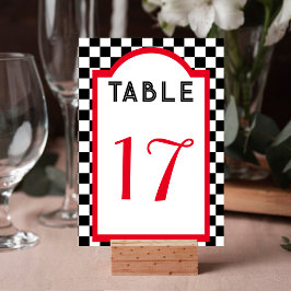 Retro Middag Checkerboard Red Black & White Bordsnummer