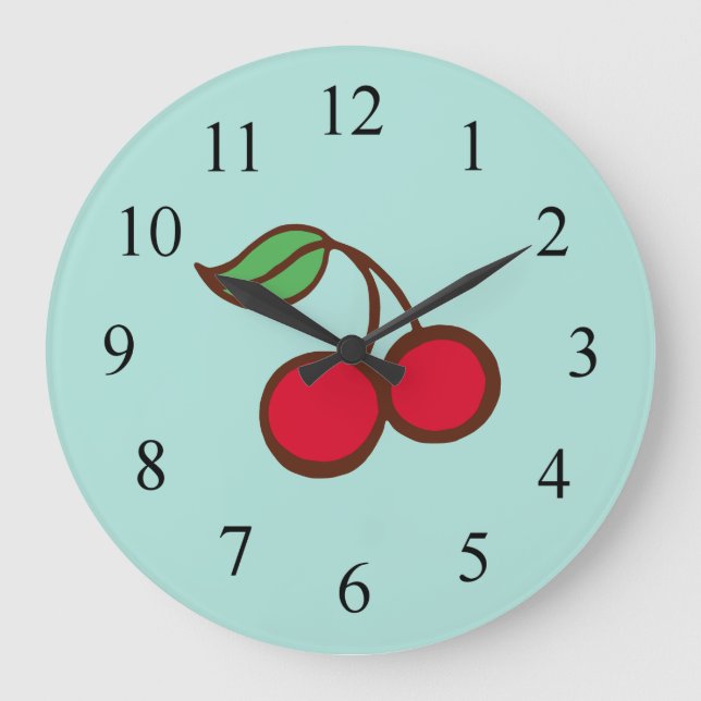 Retro Middag Kitchen Turcos Cherry Wall Clock Stor Klocka (Framsida)