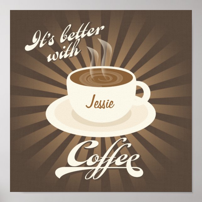 Retro Middag Poster bättre med kaffe (Framsidan)