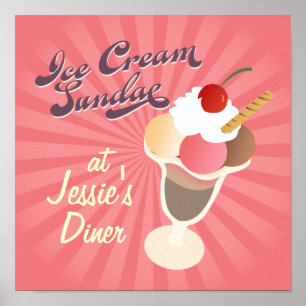 Retro Middag Poster iskräm Sundae