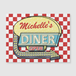 Retro Middag Sign 50s Red Checkered Personlig