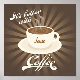 Retro middagaffisch som är bättre med kaffe poster