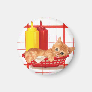 Retro middagstilkattunge magnet