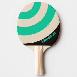 Retro Midnatt Mint Cirkel Rand med Namn Ping Pingisracket