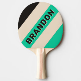 Retro Midnatt Mint Djärva Ränder med Namn Pingisracket
