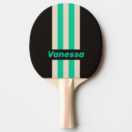 Retro Midnatt Mint Pinstrstripor med namn Pingisracket