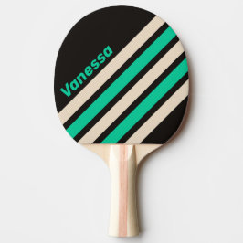 Retro Midnatt Mint Snedrandig med namn Pingisracket