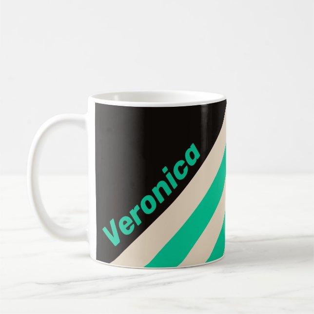 Retro Midnatt Mintränder med namn Kaffemugg (Vänster)