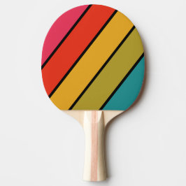 Retro Midnatt Regnbåge Djärvt Randigt Pingisracket