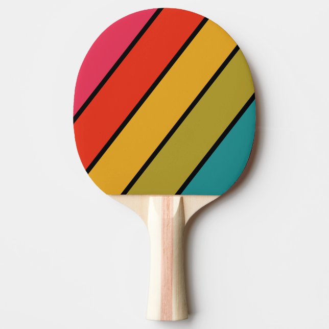 Retro Midnatt Regnbåge Djärvt Randigt Pingisracket (Framsidan)