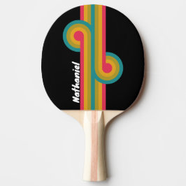 Retro Midnatt Regnbåge Loop med Namn Pingisracket