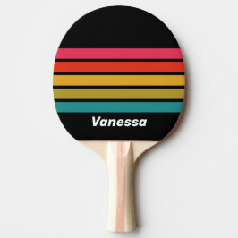 Retro Midnatt Regnbåge över Ränder med Namn Pingisracket