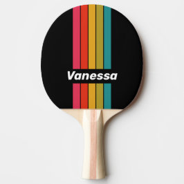 Retro Midnatt Regnbåge Pin Ränder med Namn Pingisracket