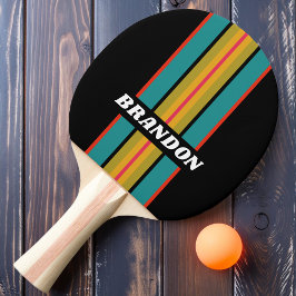 Retro Midnatt Regnbåge Rallyrand med namn Pingisracket
