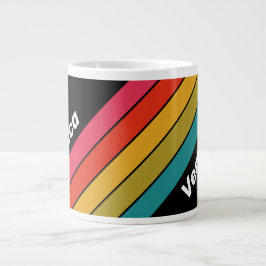 Retro Midnatt Regnbågsrandig med namn Jumbo Mugg