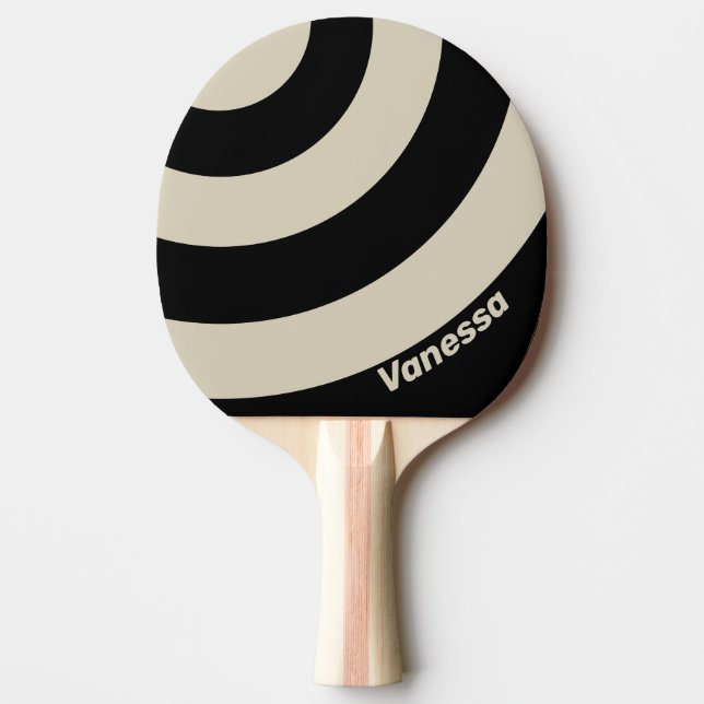 Retro Midnatt Trefärgsrandig med namn Pingisracket (Framsidan)