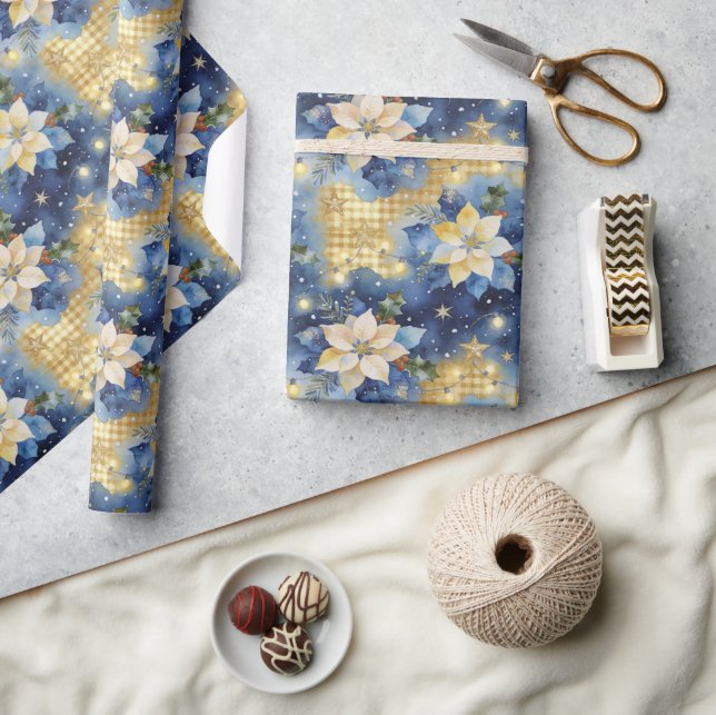 Retro Midnight Blue Julstjärna TMF26 Presentpapper (Hantverk)