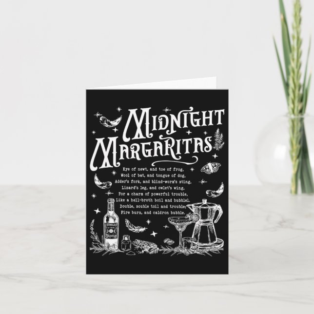 Retro Midnight Margaritas Funny Halloween Magic Kort (Framsida)