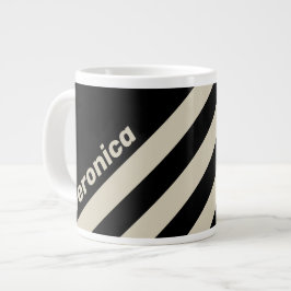 Retro Midnight Tre Ränder med Namn Jumbo Mugg