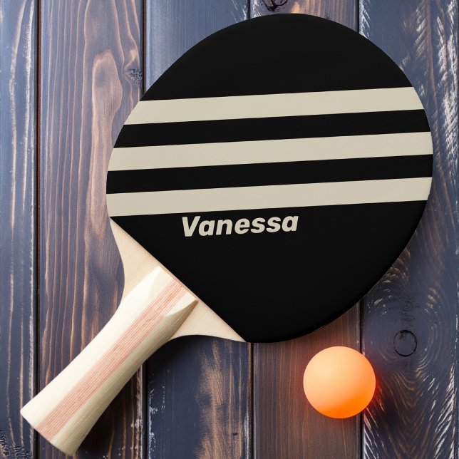 Retro Midnight Tre Ränder med Namn Pingisracket (Skapare uppladdad)