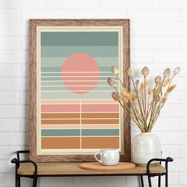 Retro Midsekel Sunset Rand Art Mönster Poster (Skapare uppladdad)