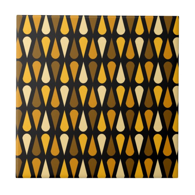 Retro Midsekeldroppar, svart Ochre Kakelplatta (Framsidan)