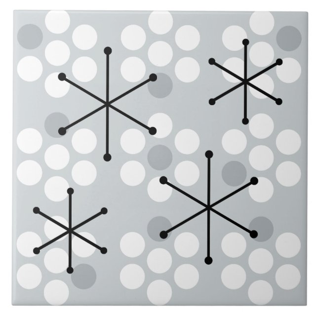 Retro Midsekets MCM-punkter Silver Kakelplatta (Framsidan)