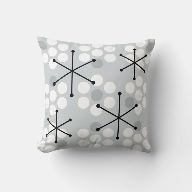 Retro Midsekets MCM-punkter Silver Kudde (Framsida)