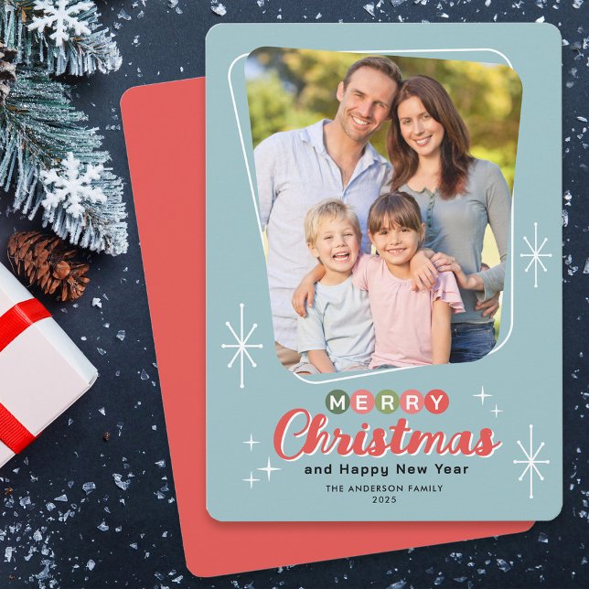 Retro Midsekets moderna fotojul Julkort (Skapare uppladdad)