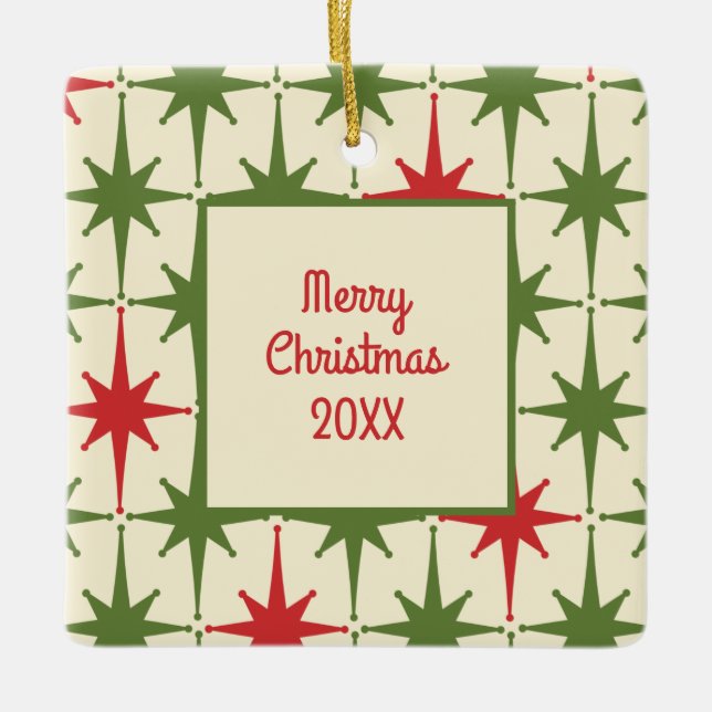 Retro Midsekets moderna julstjärnor år Julgransprydnad Keramik (Framsida)