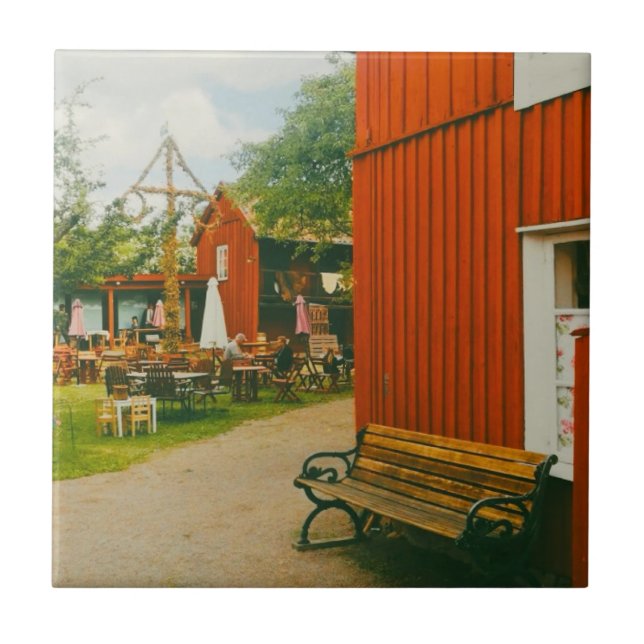 Retro Midsummer celebration in Trosa, Sweden Kakelplatta (Framsidan)
