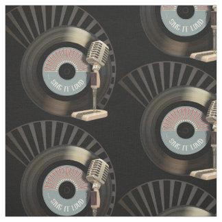 Retro mikrofon- och för vinyl 45 rekord tyg