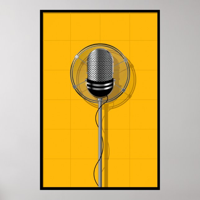 Retro mikrofon på djärkgul bakgrund poster (Framsidan)