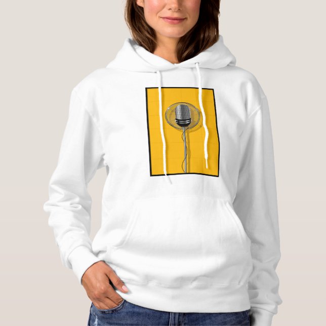 Retro mikrofon på djupt gul t shirt (Framsida)