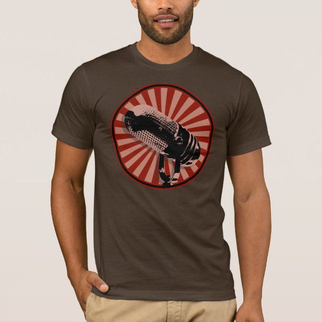 Retro-mikrofongrafik i rött tee (Framsida)