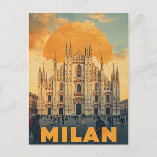 Retro Milan Cathedral Vykort (Framsida)