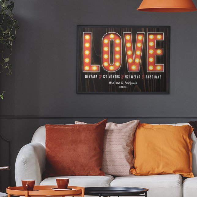 Retro Milestone 10-årsdagen Personlig Kärlek Poster (Skapare uppladdad)