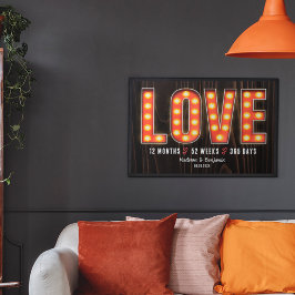 Retro Milestone 1-årsdagen Personlig Kärlek Poster