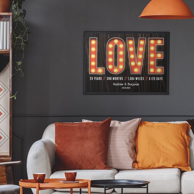 Retro Milestone 25-årsdagen Personlig Kärlek Poster (Skapare uppladdad)